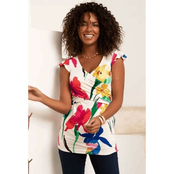 Envie De France Maternity Top FRANCINE in Rainbow Size US 8/10 Medium, MSRP $191 - Picture 16 of 16